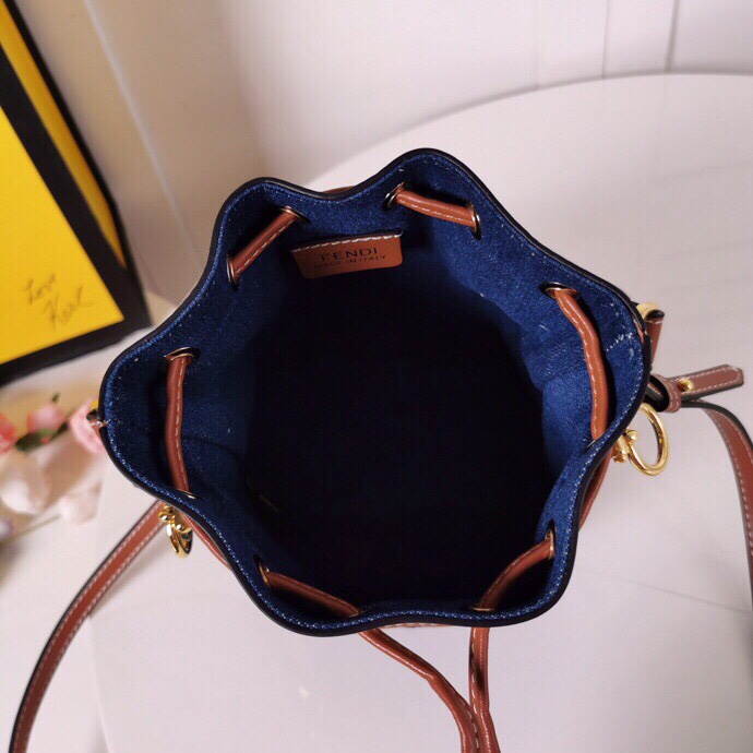 Fendi MON TRESOR Embroidery Canvas Bag Blue