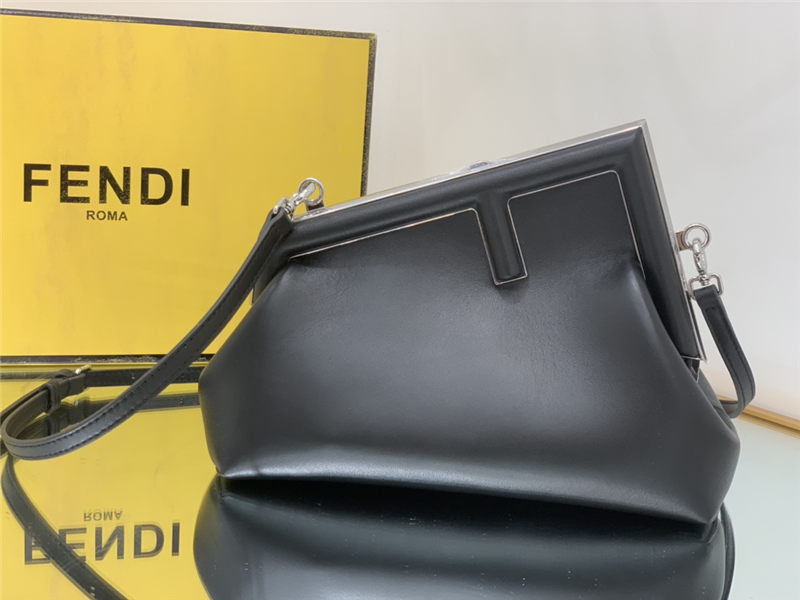 Fendi First Small Leather bag Black with Silver F High