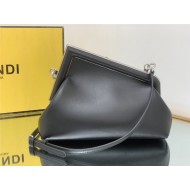 Fendi First Small Leather bag Black with Silver F High