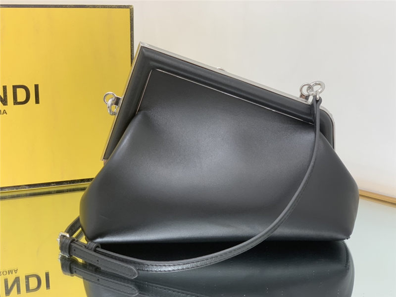 Fendi First Small Leather bag Black with Silver F High