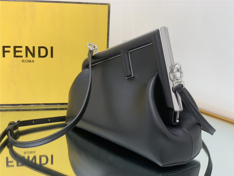 Fendi First Small Leather bag Black with Silver F High