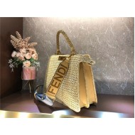 Fendi PEEKABOO ISEEU MEDIUM Woven straw bag Beige Mid