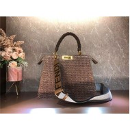 Fendi PEEKABOO ISEEU MEDIUM Woven straw bag Brown Mid