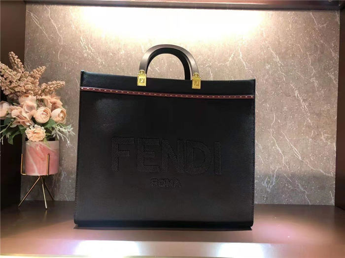 Fendi SUNSHINE MEDIUM Canvas Bag Black