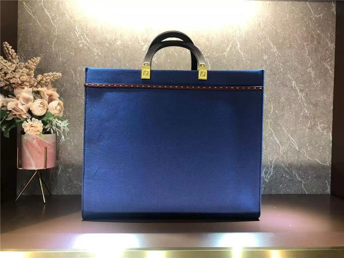 Fendi SUNSHINE MEDIUM Canvas Bag Blue