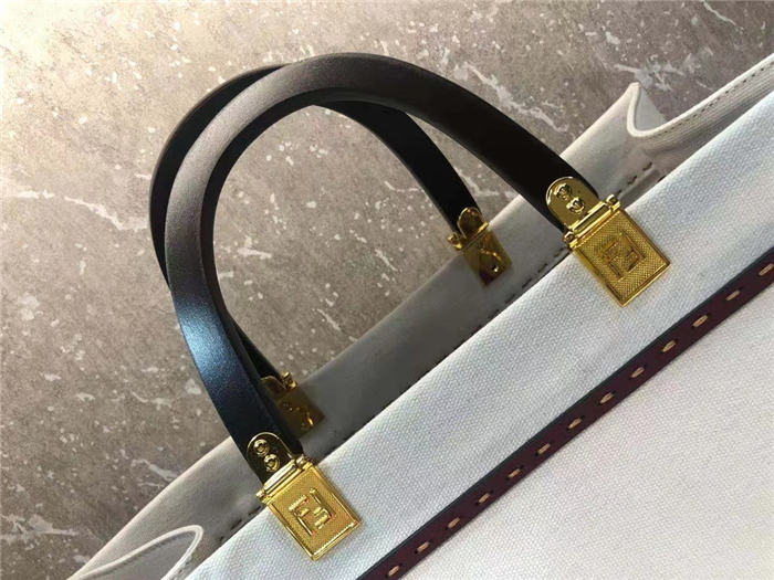 Fendi SUNSHINE MEDIUM Canvas Bag White