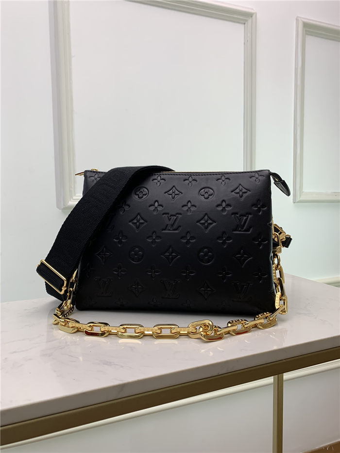 Louis Vuitton COUSSIN PM Monogram-embossed puffy lambskin Black High