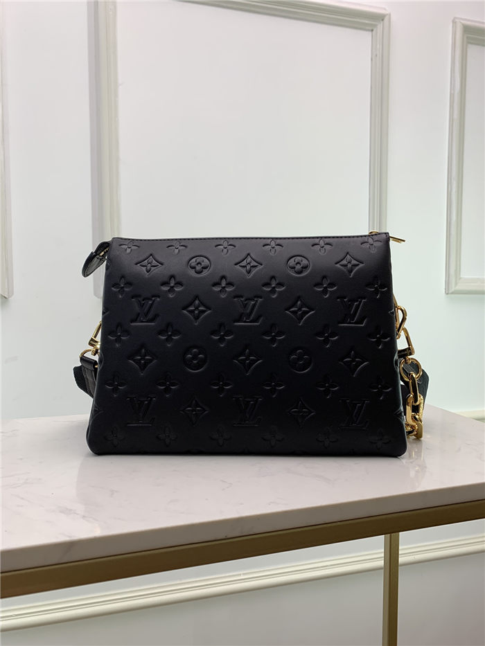 Louis Vuitton COUSSIN PM Monogram-embossed puffy lambskin Black High