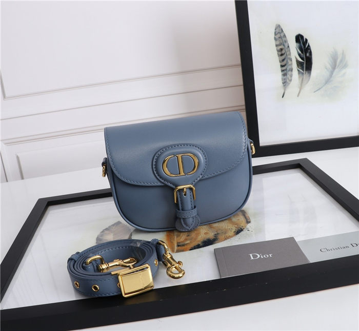 SMALL Dior BOBBY BAG Denim Blue Box Calfskin mid