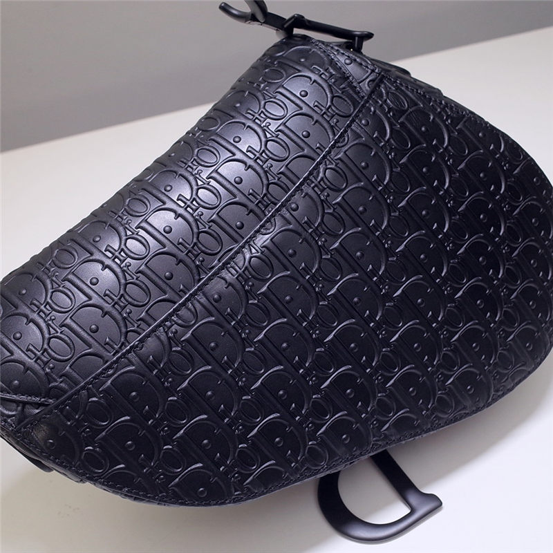 SADDLE BAG Calfskin Embossed Black High