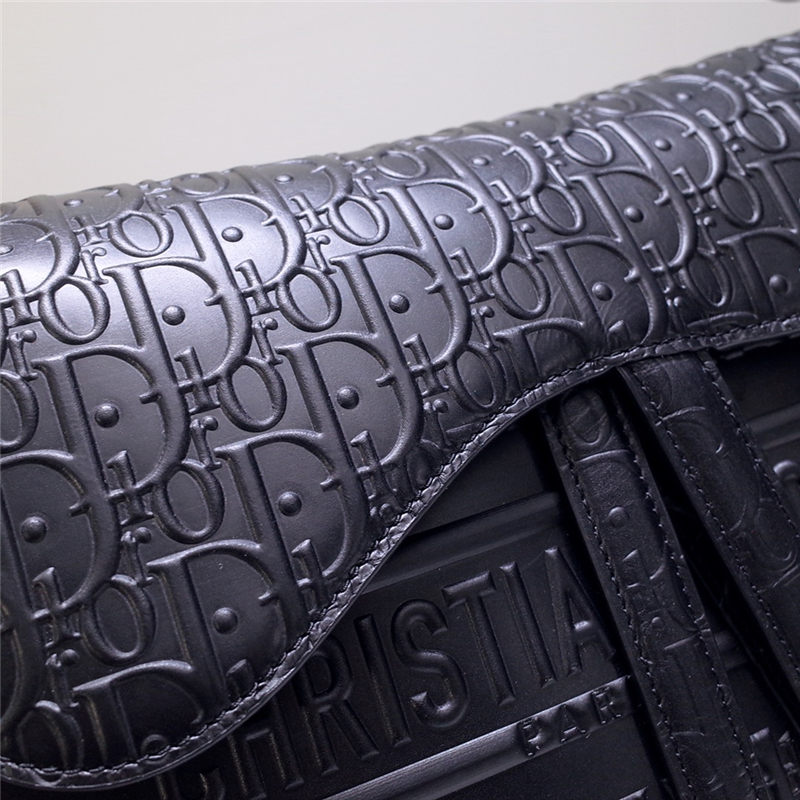 SADDLE BAG Calfskin Embossed Black High