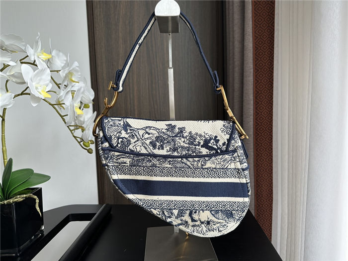 SADDLE BAG Toile de Jouy Embroidery Blue High