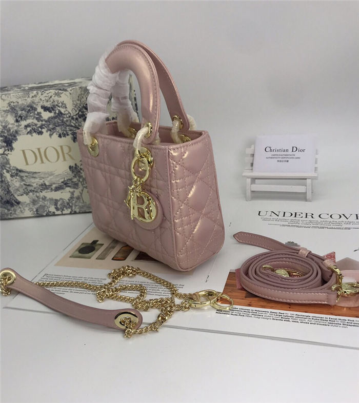 MINI LADY Dior BAG Pink Cannage Lambskin Gold Hardware mid