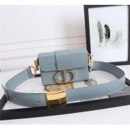 30 MONTAIGNE BOX BAG Enamel Buckle Calfskin Blue High