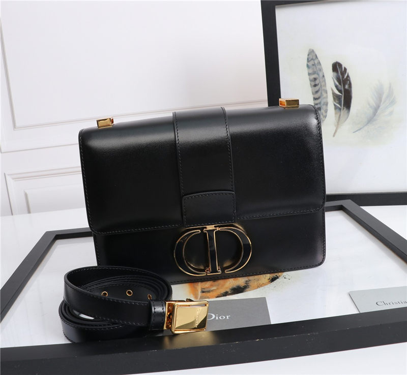 30 MONTAIGNE BAG Enamel Buckle Calfskin Black High