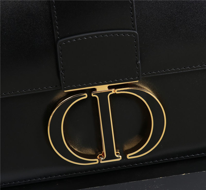 30 MONTAIGNE BAG Enamel Buckle Calfskin Black High