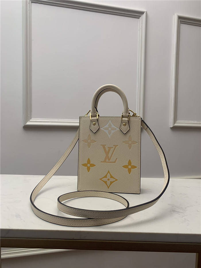 Louis Vuitton PETIT SAC PLAT Monogram Empreinte Cream / Saffron High