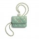 Chanel Flap Coin Purse with Chain Iridescent Grained Calfskin, Imitation Pearls & Gold-Tone Metal Green High