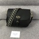 LARGE Dior BOBBY BAG Black Box Calfskin with Blue Dior Oblique Embroidered Strap mid