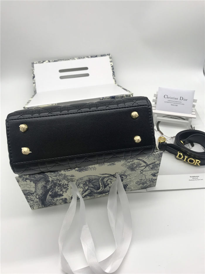 SMALL LADY Dior MY ABCDior BAG Cannage Lambskin Black Gold Hardware Mid