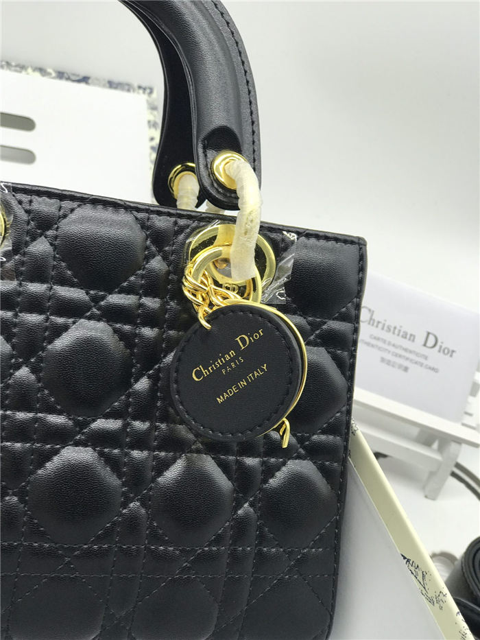 SMALL LADY Dior MY ABCDior BAG Cannage Lambskin Black Gold Hardware Mid