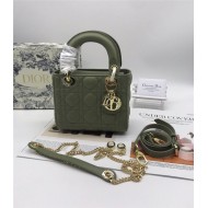 MINI LADY Dior BAG Green Cannage Lambskin Gold Hardware mid