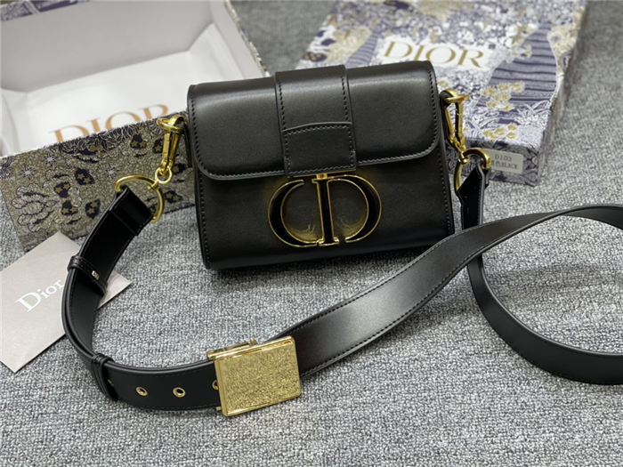 30 MONTAIGNE BOX BAG Black calfskin mid