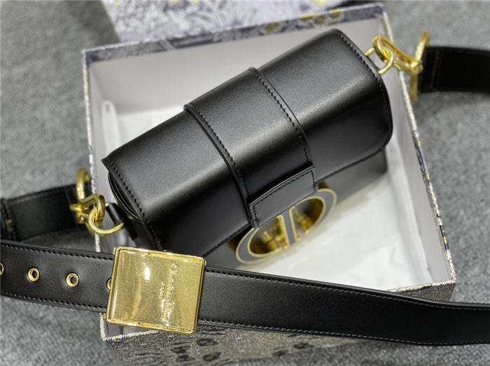 30 MONTAIGNE BOX BAG Black calfskin mid