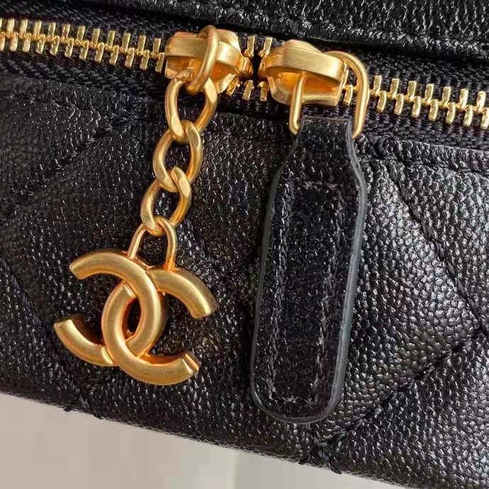 Chanel Small Vanity with Chain Grained Calfskin & Gold-Tone Metal Black High