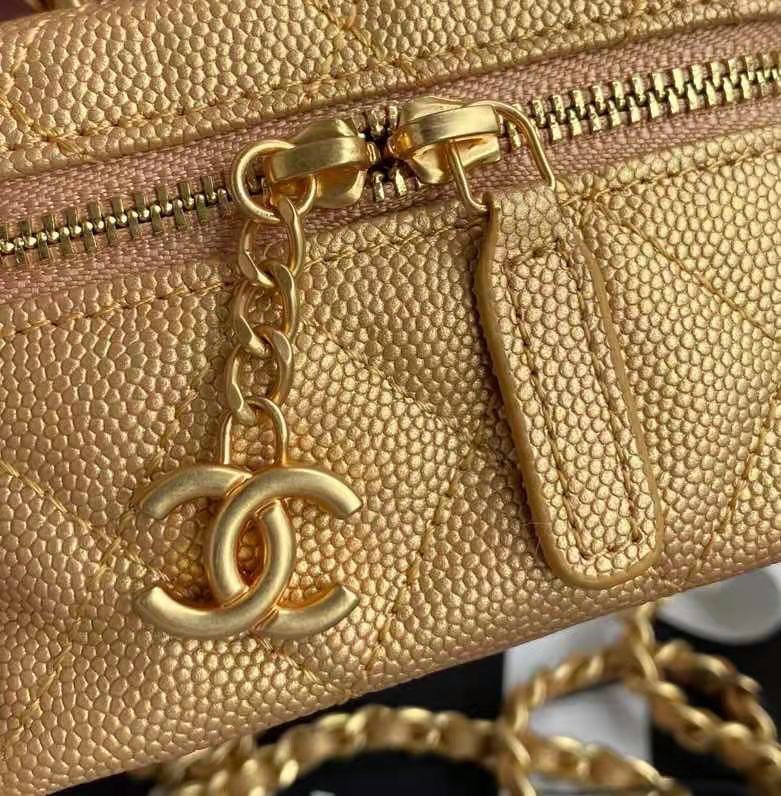 Chanel Small Vanity with Chain Grained Calfskin & Gold-Tone Metal Gold High