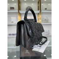 SMALL FLAP BAG WITH TOP HANDLE Lambskin Black Metal Black B