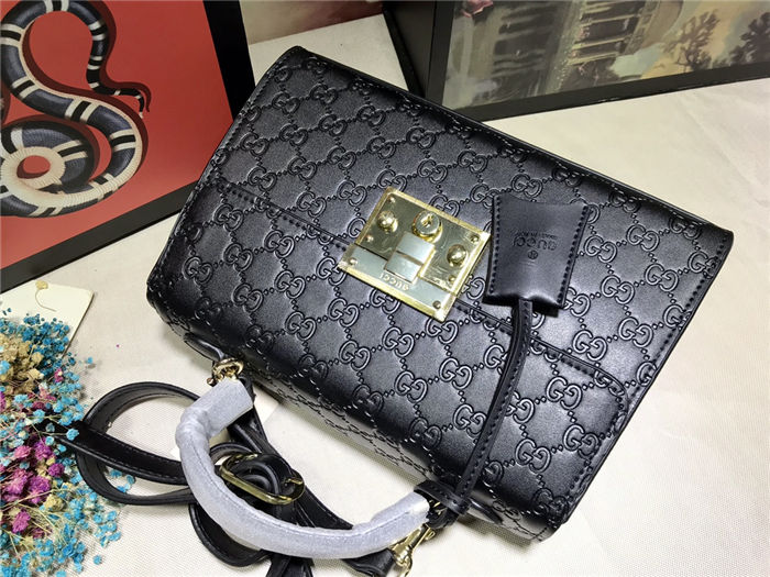 Gucci Padlock GG Supreme top handle bag Black Mid