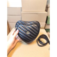 Gucci INTERLOCKING G MINI HEART SHOULDER BAG 751628 Black High