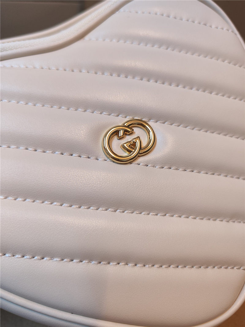 Gucci INTERLOCKING G MINI HEART SHOULDER BAG 751628 White High