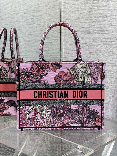 MEDIUM Dior BOOK TOTE Toile de Jouy Voyage Embroidery Pink High