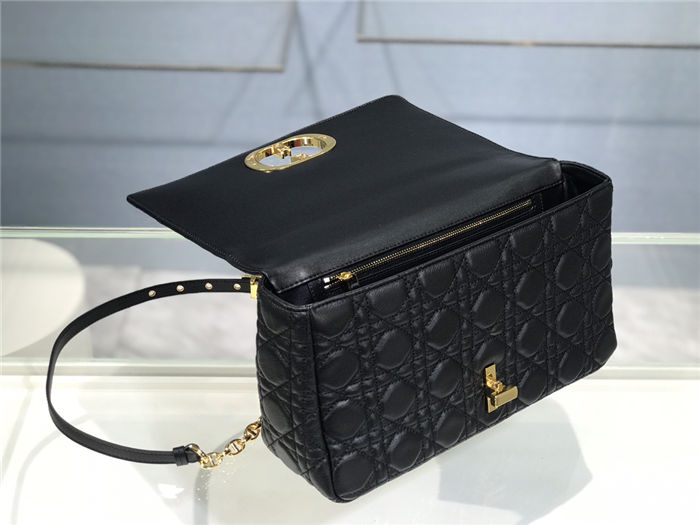 Dior LARGE CARO BAG Calfskin Black Mid