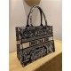 MEDIUM Dior BOOK TOTE Toile de Jouy Reverse Embroidery Black Mid