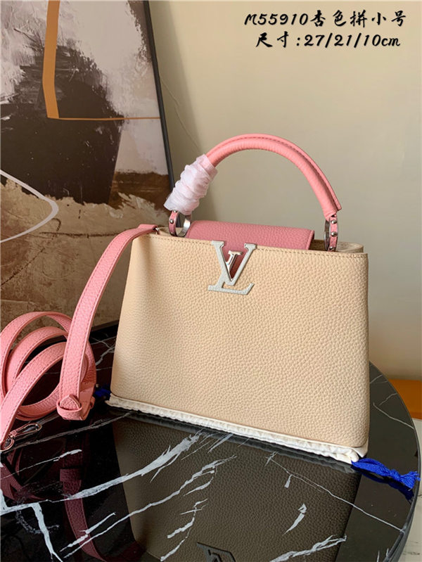 Louis Vuitton CAPUCINES BB Taurillon Beige/Pink M55910 High