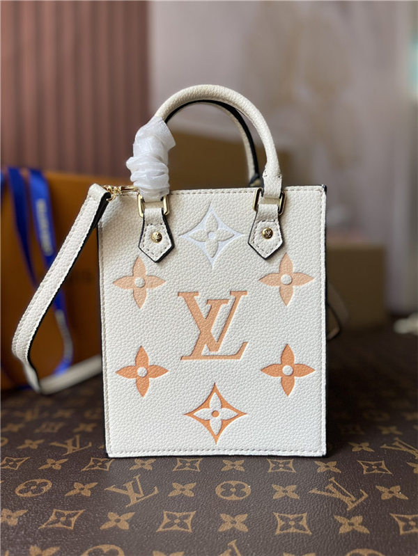 Louis Vuitton PETIT SAC PLAT Monogram Empreinte Cream / Saffron M80449 Mid