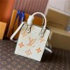 Louis Vuitton PETIT SAC PLAT Monogram Empreinte Cream / Saffron M80449 Mid