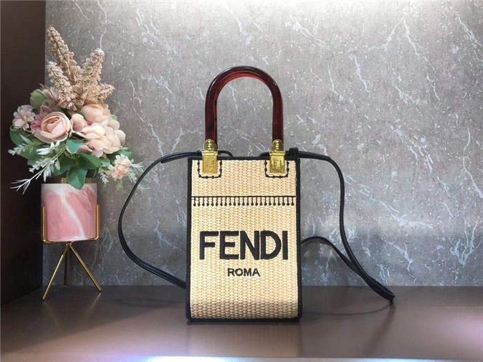 Fendi MINI SUNSHINE SHOPPER Straw Beige-II Mid