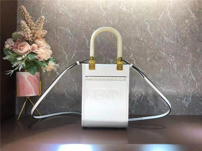 Fendi MINI SUNSHINE SHOPPER White Mid