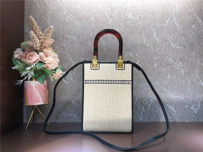 Fendi MINI-B SUNSHINE SHOPPER Straw Off-white Mid