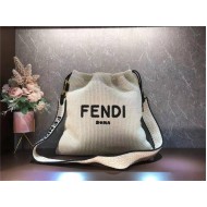 Fendi PACK MEDIUM POUCH Raffia Off-white Mid