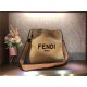 Fendi PACK MEDIUM POUCH Raffia Camel Mid