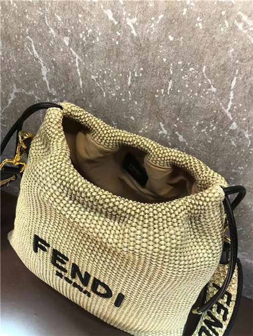 Fendi PACK SMALL POUCH Raffia Beige Mid