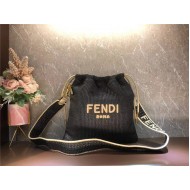 Fendi PACK SMALL POUCH Raffia Black Mid