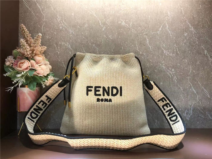 Fendi PACK SMALL POUCH Raffia Off-white Mid