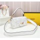 Fendi BAGUETTE Embroidered Patent White Mid