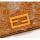 Fendi BAGUETTE Embroidered Patent Camel Mid